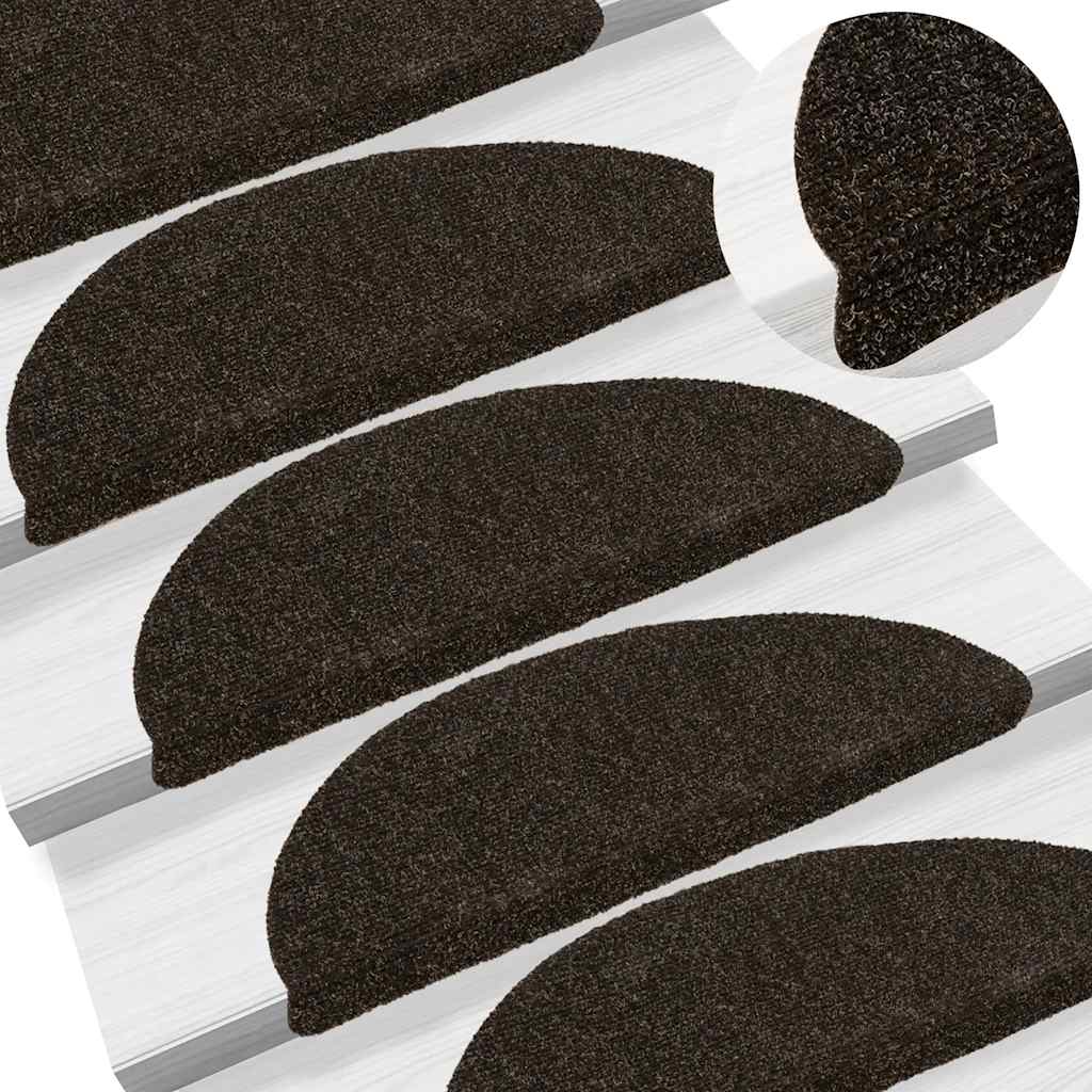 vidaXL Maty na schody samoprzylepne 30 szt. 56x17x3 cm Ciemnobrązowe półokrągłe