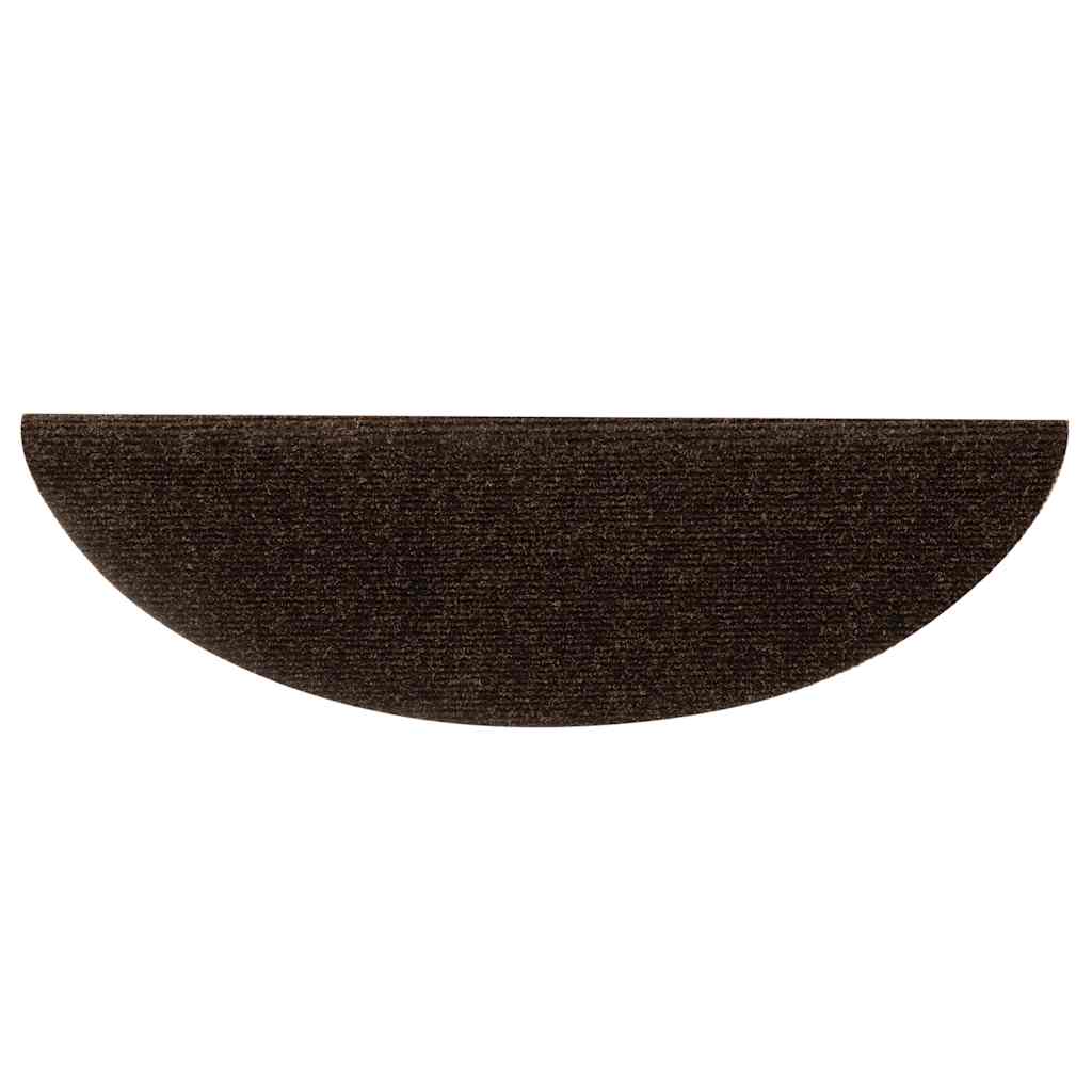 vidaXL Maty na schody samoprzylepne 30 szt. 56x17x3 cm Brązowe półokrągłe