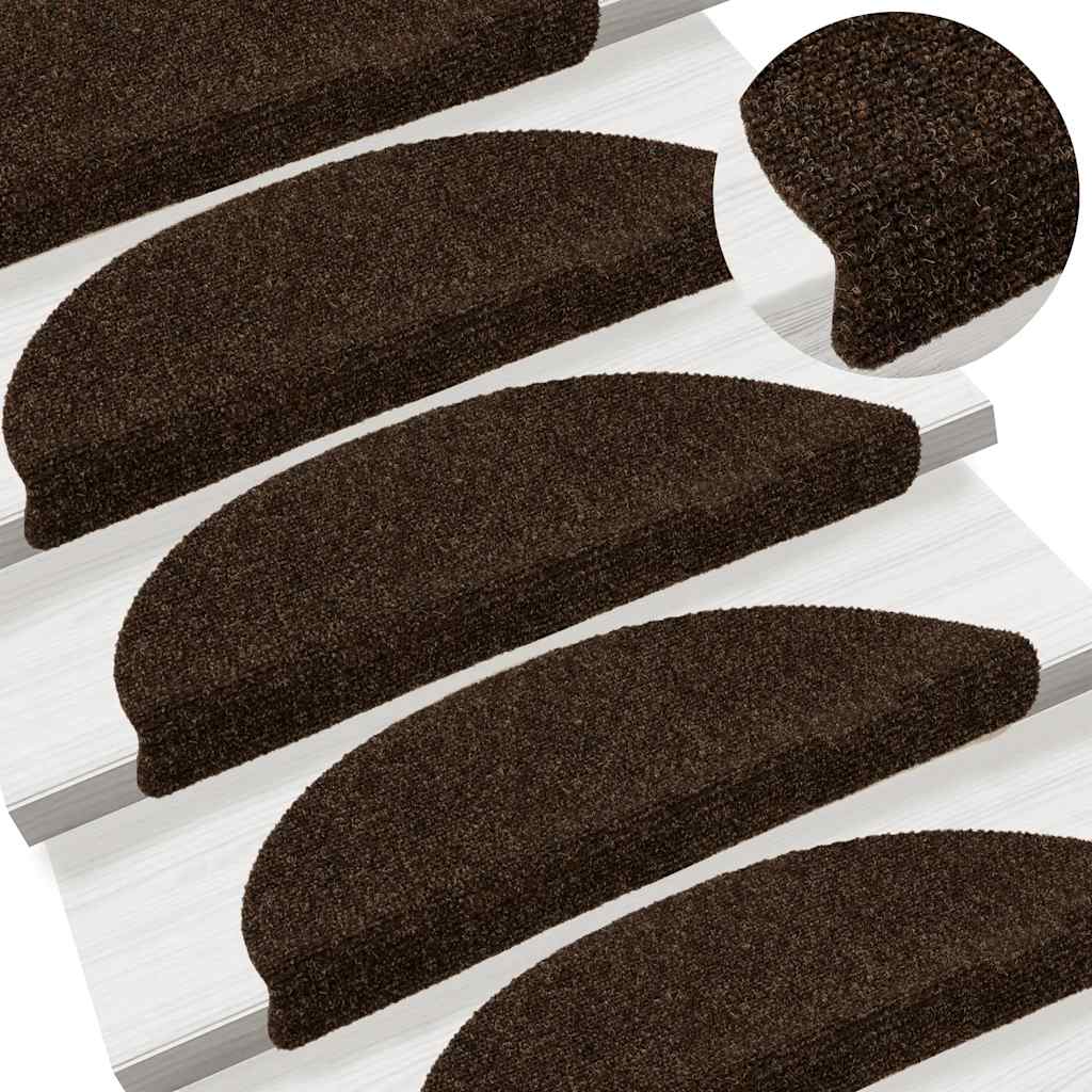 vidaXL Maty na schody samoprzylepne 30 szt. 56x17x3 cm Brązowe półokrągłe