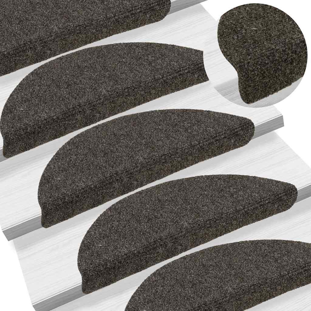 vidaXL Maty na schody samoprzylepne 30 szt. 56x17x3 cm Antracyt Półokrągłe