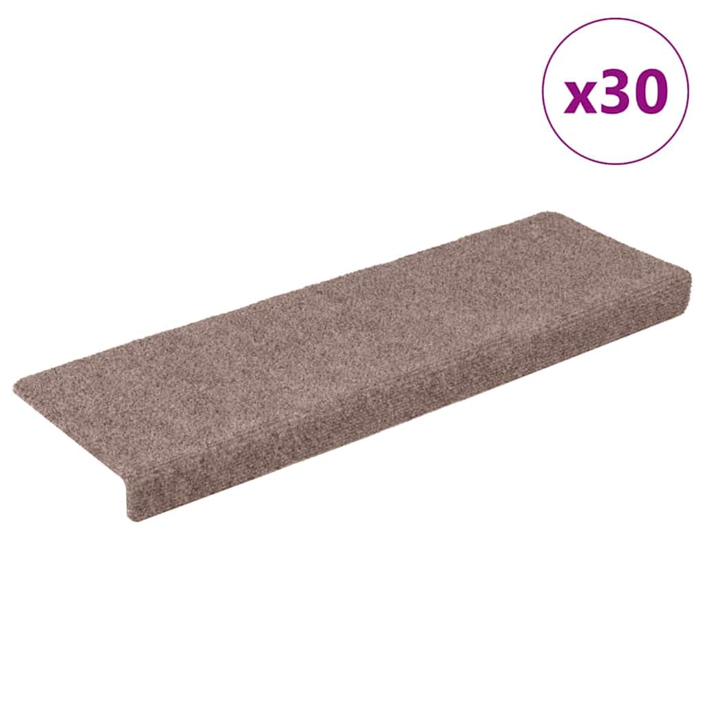 vidaXL Maty na schody samoprzylepne 30 szt. 65x21x4 cm jasnobrązowe, prostokątne krawędzie