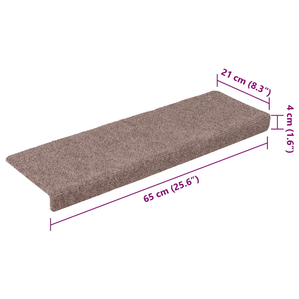 vidaXL Maty na schody samoprzylepne 30 szt. 65x21x4 cm jasnobrązowe, prostokątne krawędzie