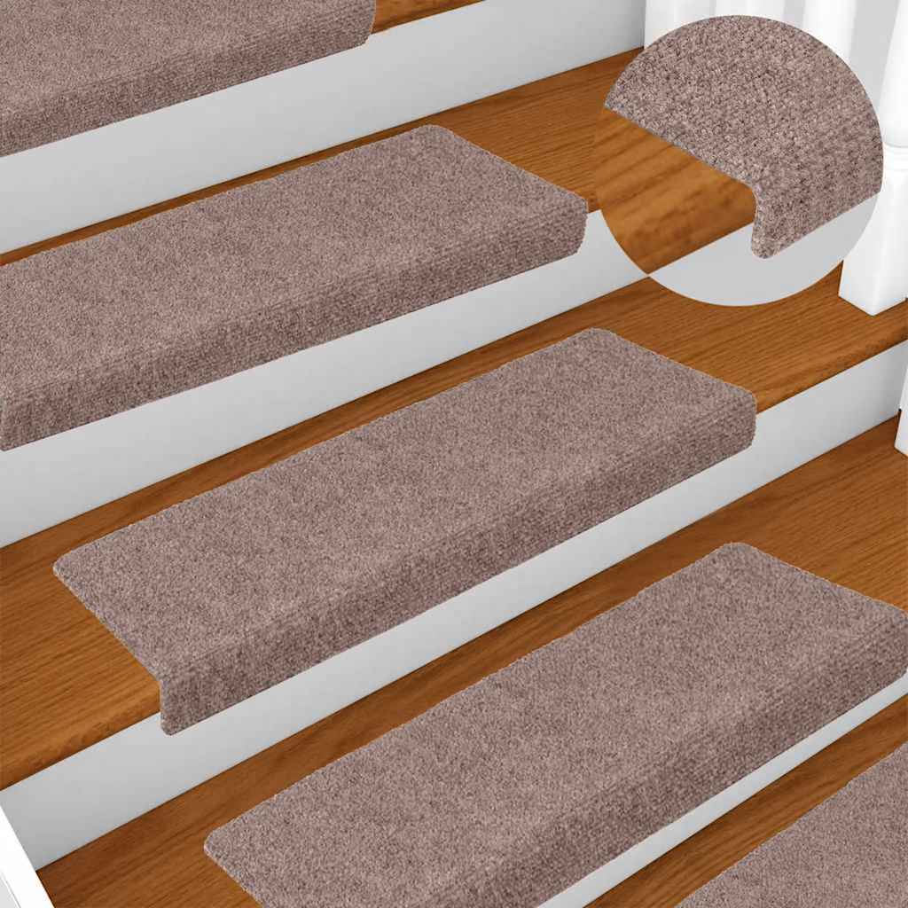 vidaXL Maty na schody samoprzylepne 30 szt. 65x21x4 cm jasnobrązowe, prostokątne krawędzie