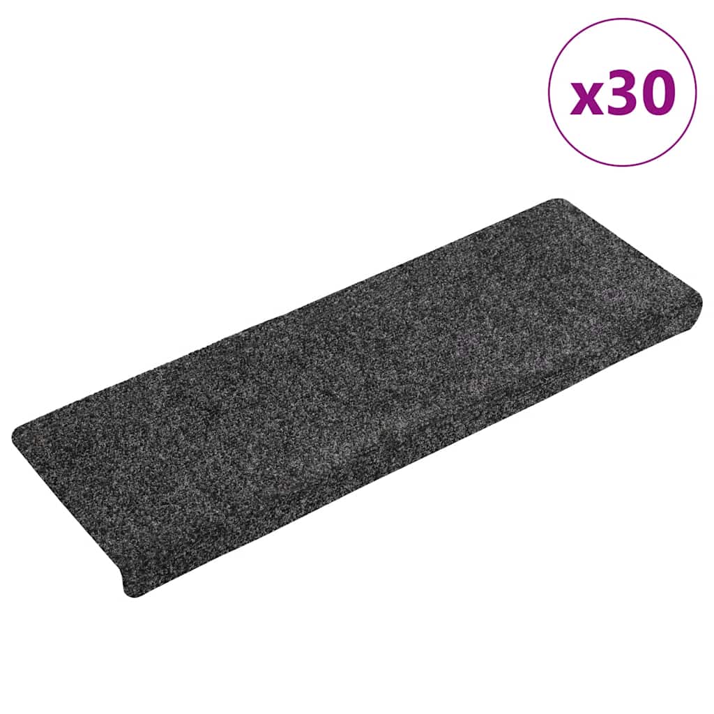 vidaXL Maty na schody samoprzylepne 30 szt. 65x21x4 cm ciemnoszare, prostokątne krawędzie