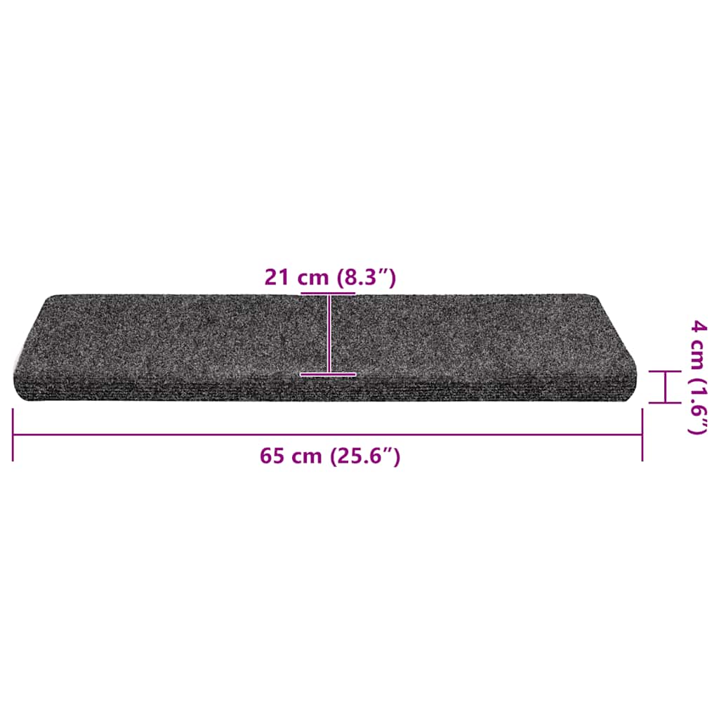 vidaXL Maty na schody samoprzylepne 30 szt. 65x21x4 cm ciemnoszare, prostokątne krawędzie