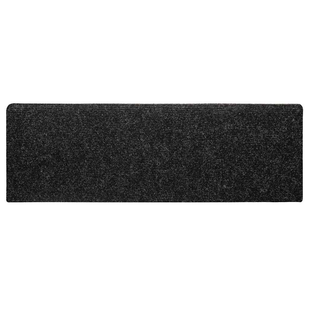 vidaXL Maty na schody samoprzylepne 30 szt. 65x21x4 cm, czarne, prostokątne, z krawędzią