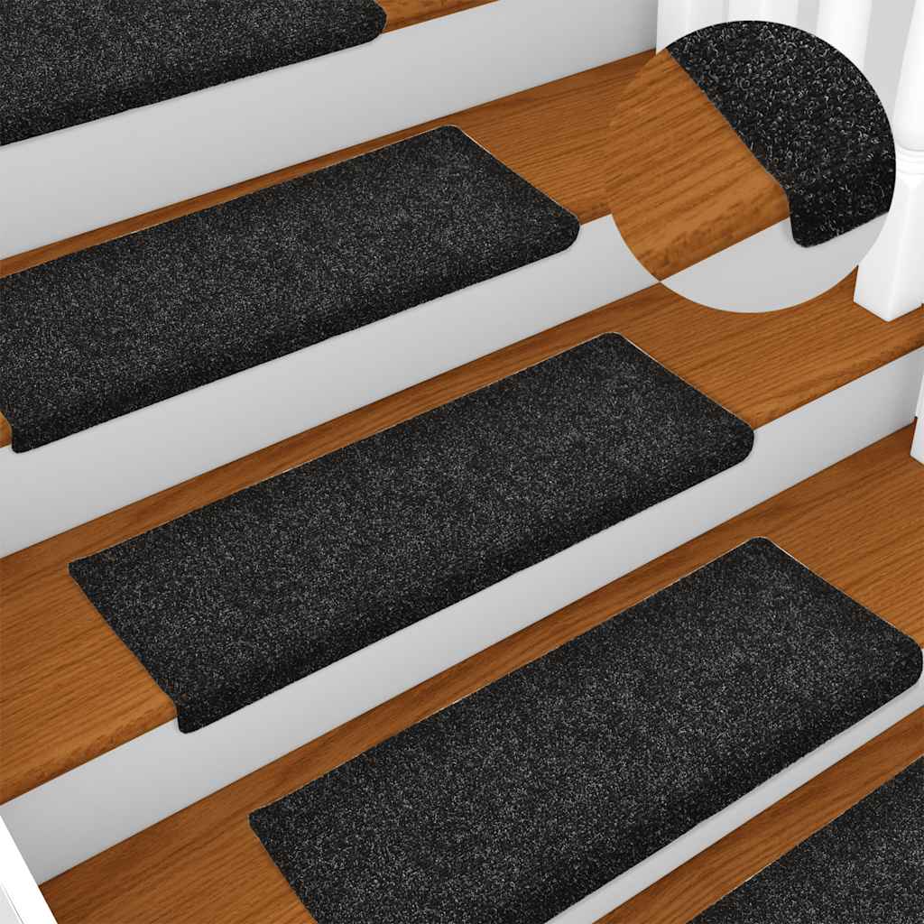 vidaXL Maty na schody samoprzylepne 30 szt. 65x21x4 cm, czarne, prostokątne, z krawędzią