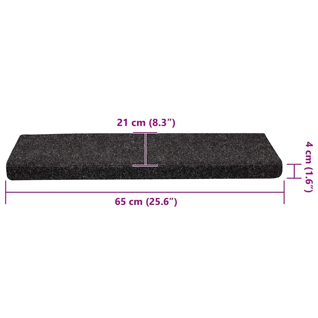 vidaXL Maty na schody samoprzylepne 30 szt. 65x21x4 cm, czarne, prostokątne, z krawędzią