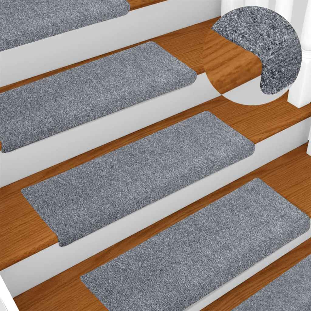 vidaXL Maty na schody samoprzylepne 30 szt. 65x21x4 cm Jasnoszary prostokątny brzeg