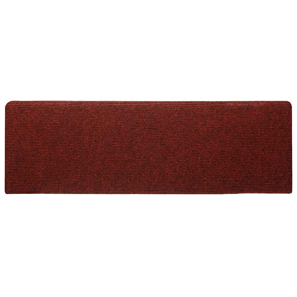 vidaXL Maty na schody samoprzylepne 30 szt. 65x21x4 cm Bordowe czerwone prostokątne krawędzie
