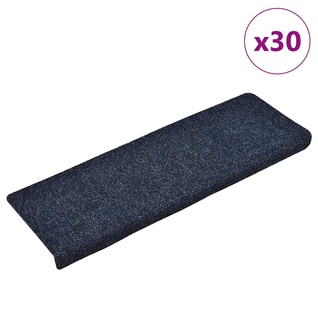 vidaXL Maty na schody samoprzylepne 30 szt. 65x21x4 cm Niebieskie prostokątne krawędzie