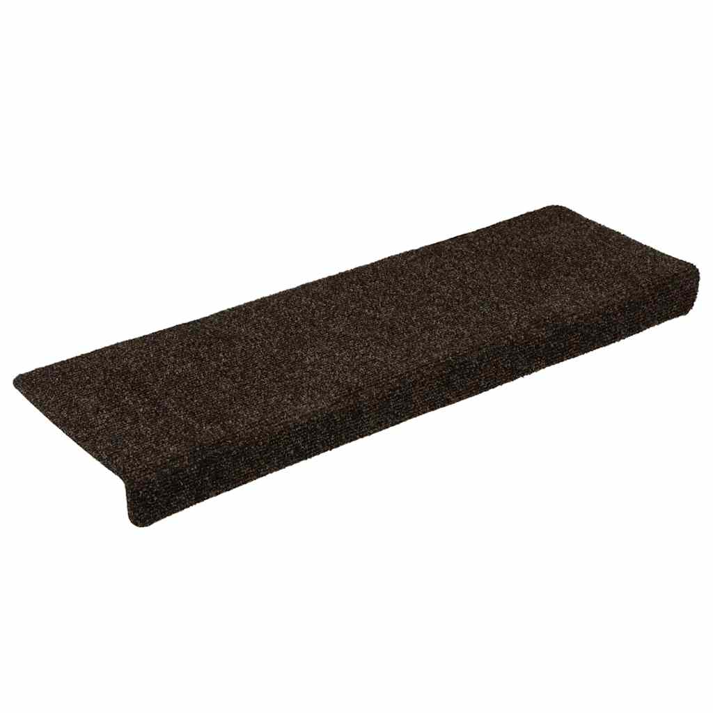 vidaXL Maty na schody samoprzylepne 30 szt. 65x21x4 cm Ciemnobrązowe, prostokątne krawędzie