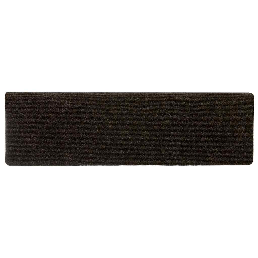 vidaXL Maty na schody samoprzylepne 30 szt. 65x21x4 cm Ciemnobrązowe, prostokątne krawędzie