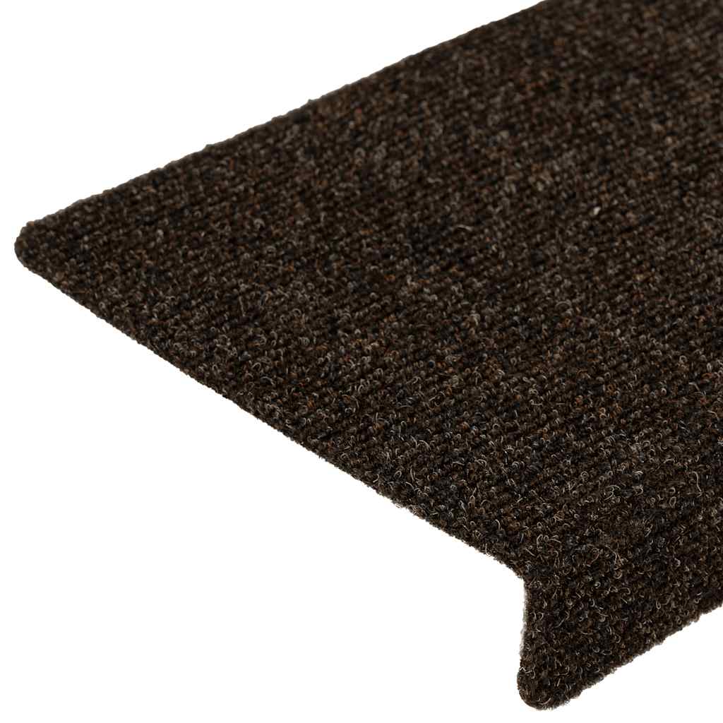 vidaXL Maty na schody samoprzylepne 30 szt. 65x21x4 cm Ciemnobrązowe, prostokątne krawędzie