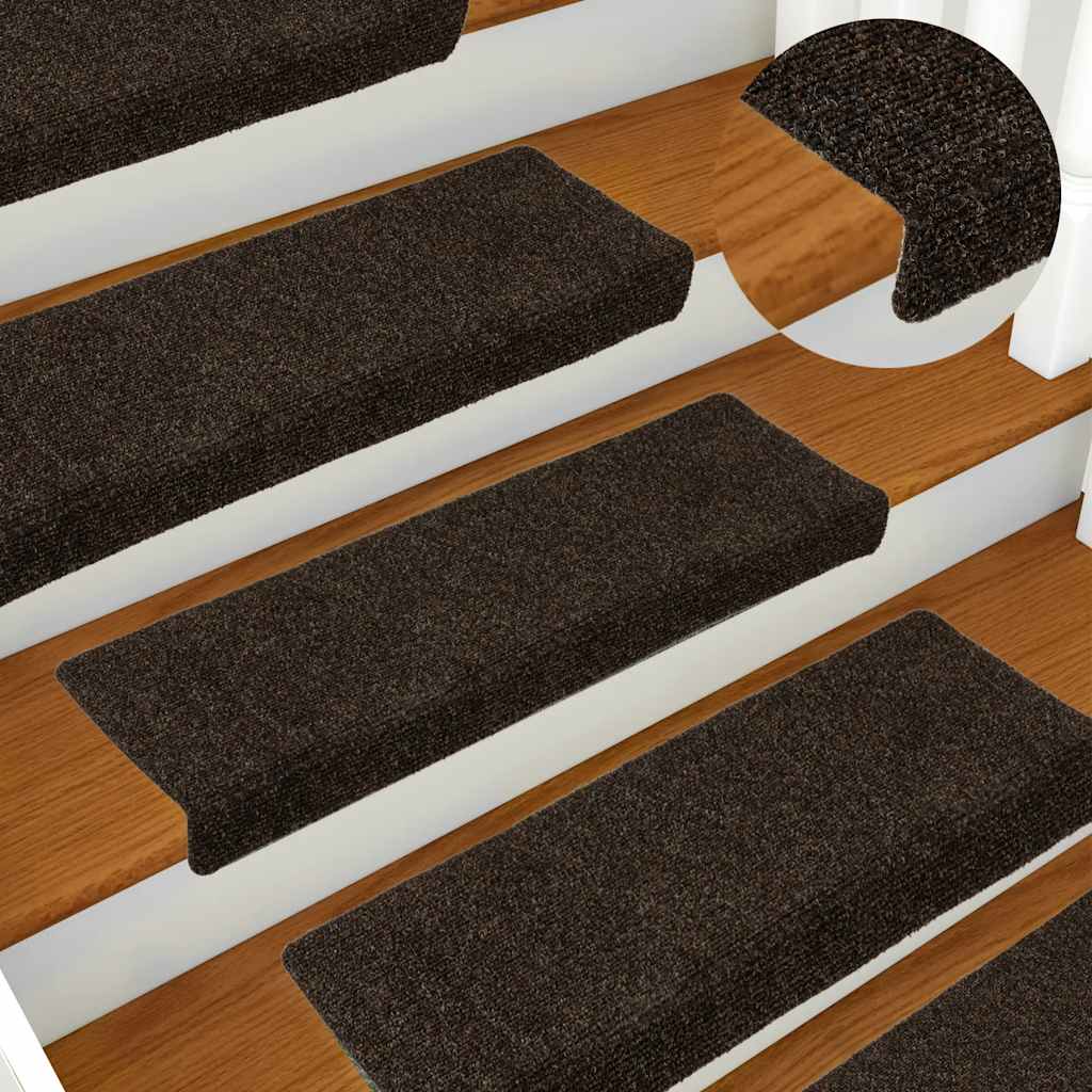 vidaXL Maty na schody samoprzylepne 30 szt. 65x21x4 cm Ciemnobrązowe, prostokątne krawędzie