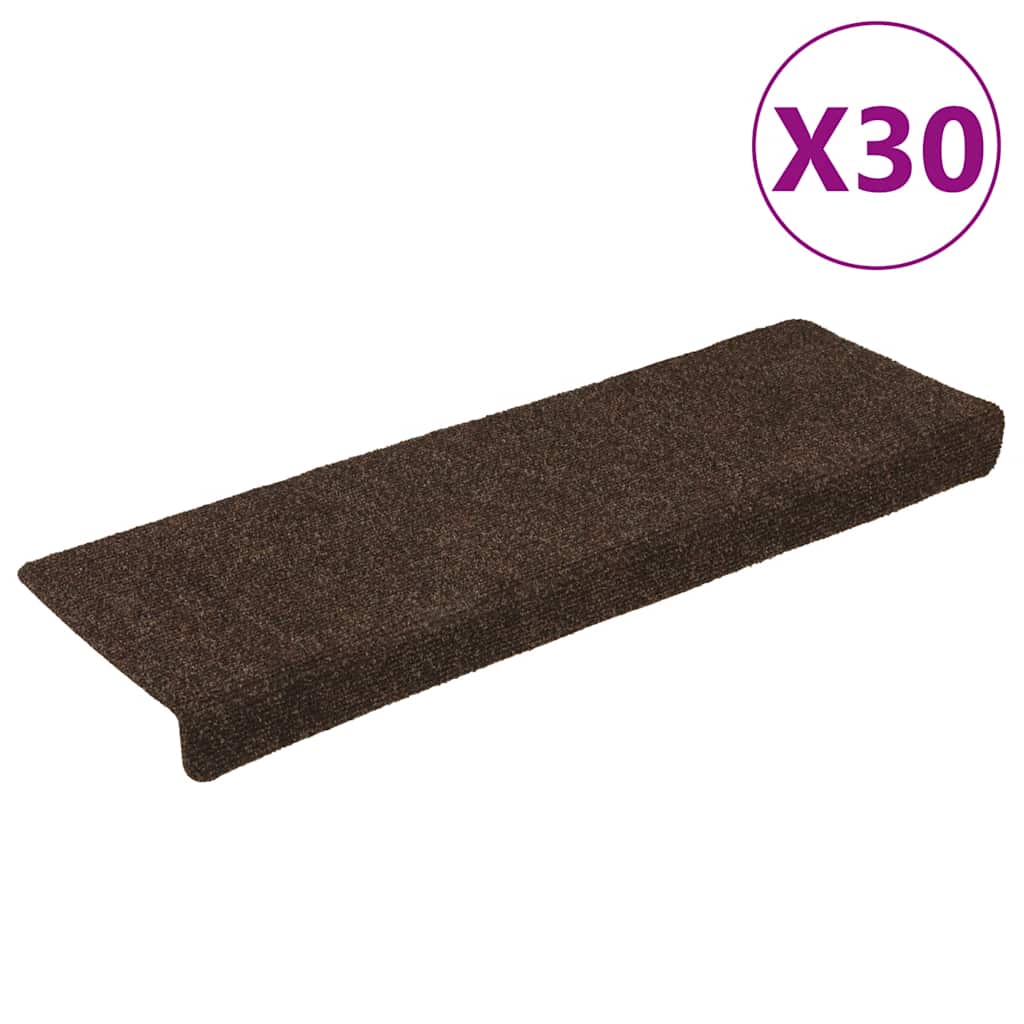 vidaXL Maty na schody samoprzylepne 30 szt. 65x21x4 cm Brązowe prostokątne krawędzie