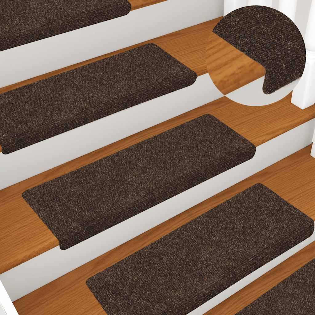 vidaXL Maty na schody samoprzylepne 30 szt. 65x21x4 cm Brązowe prostokątne krawędzie