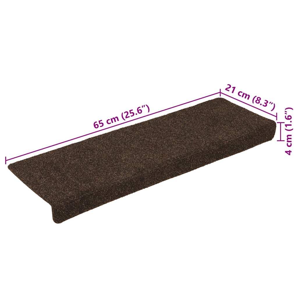 vidaXL Maty na schody samoprzylepne 30 szt. 65x21x4 cm Brązowe prostokątne krawędzie