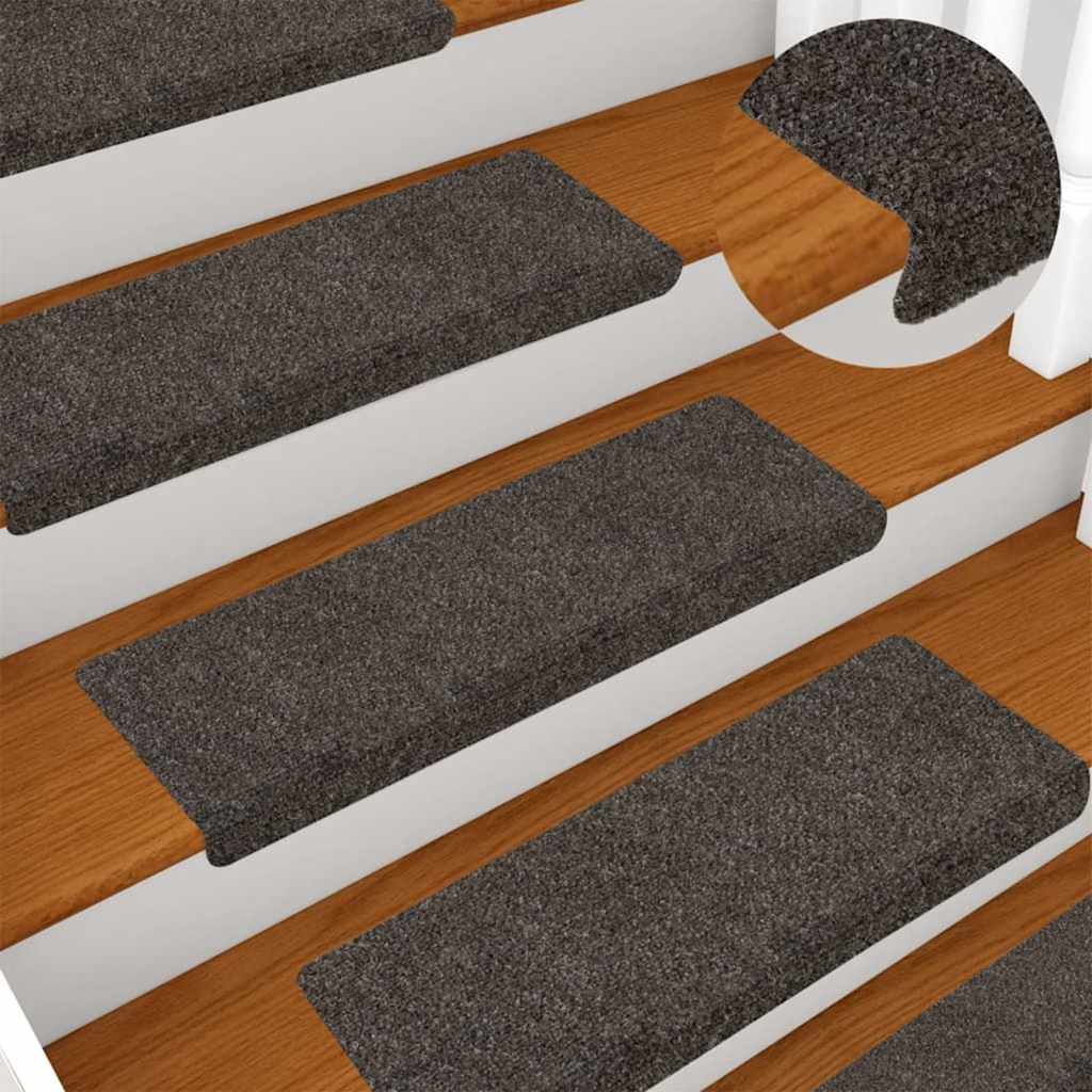 vidaXL Maty na schody samoprzylepne 30 szt. 65x21x4 cm Antracytowe prostokątne krawędzie