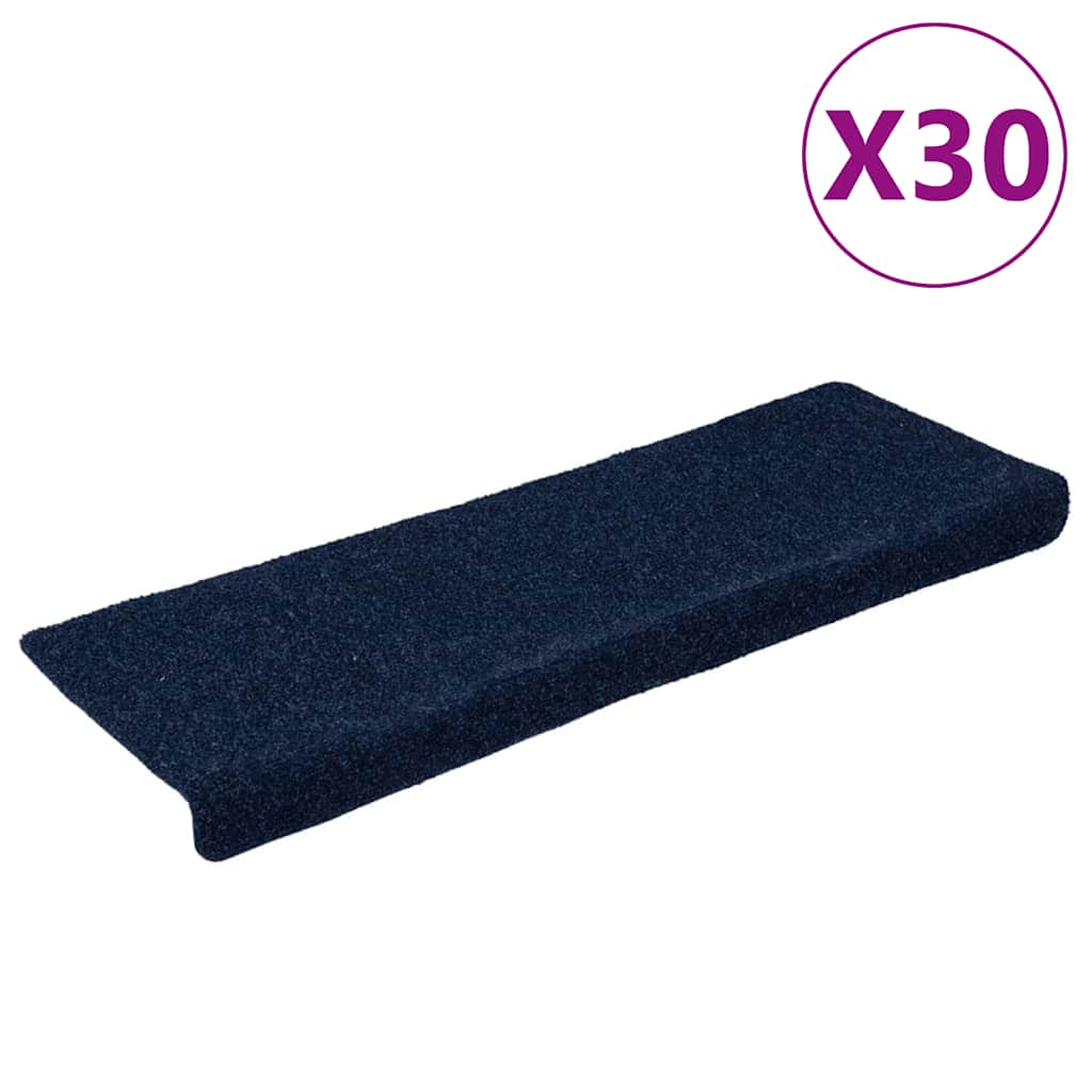 vidaXL Maty na schody samoprzylepne 30 szt. 65x21x4 cm Granatowe prostokątne krawędzie