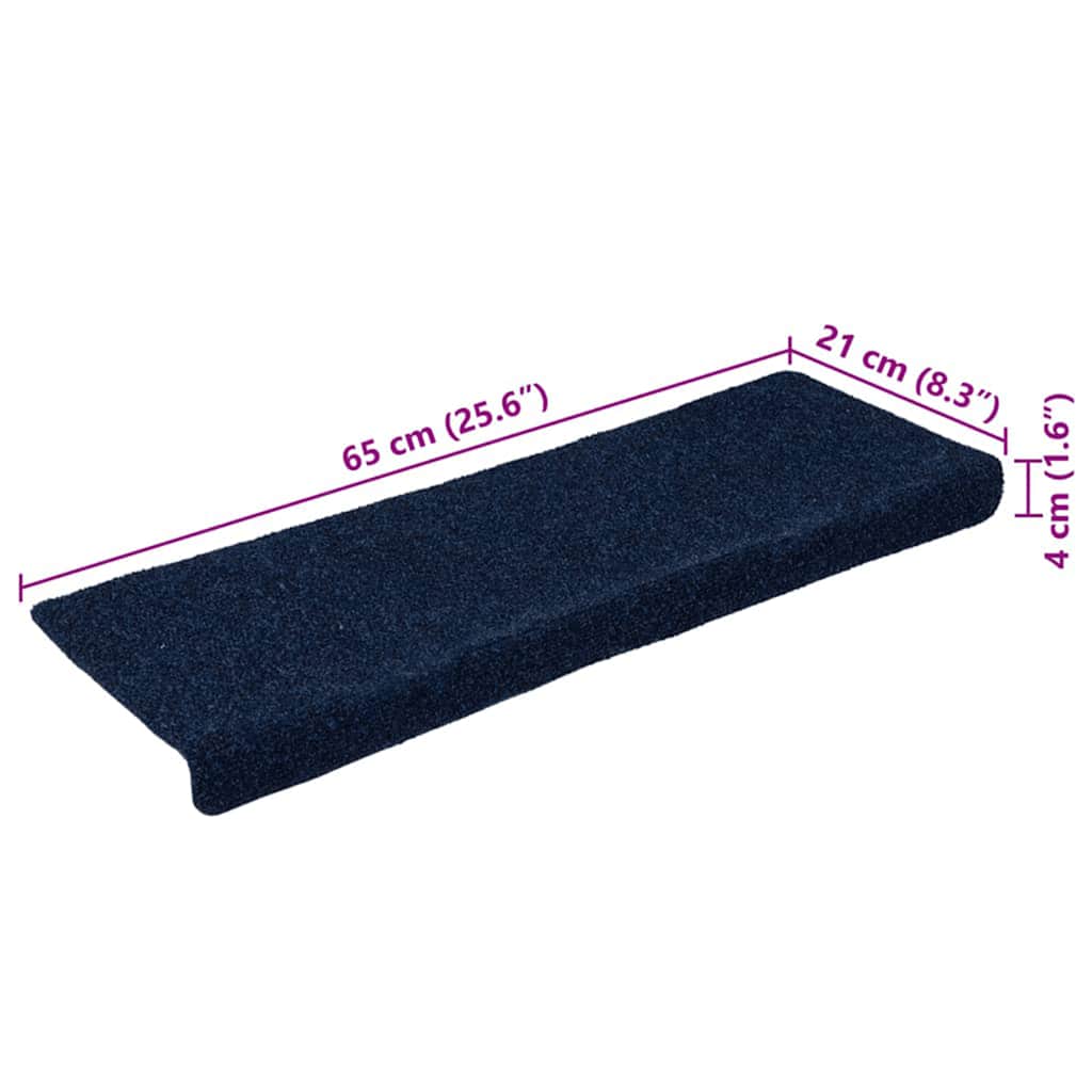 vidaXL Maty na schody samoprzylepne 30 szt. 65x21x4 cm Granatowe prostokątne krawędzie