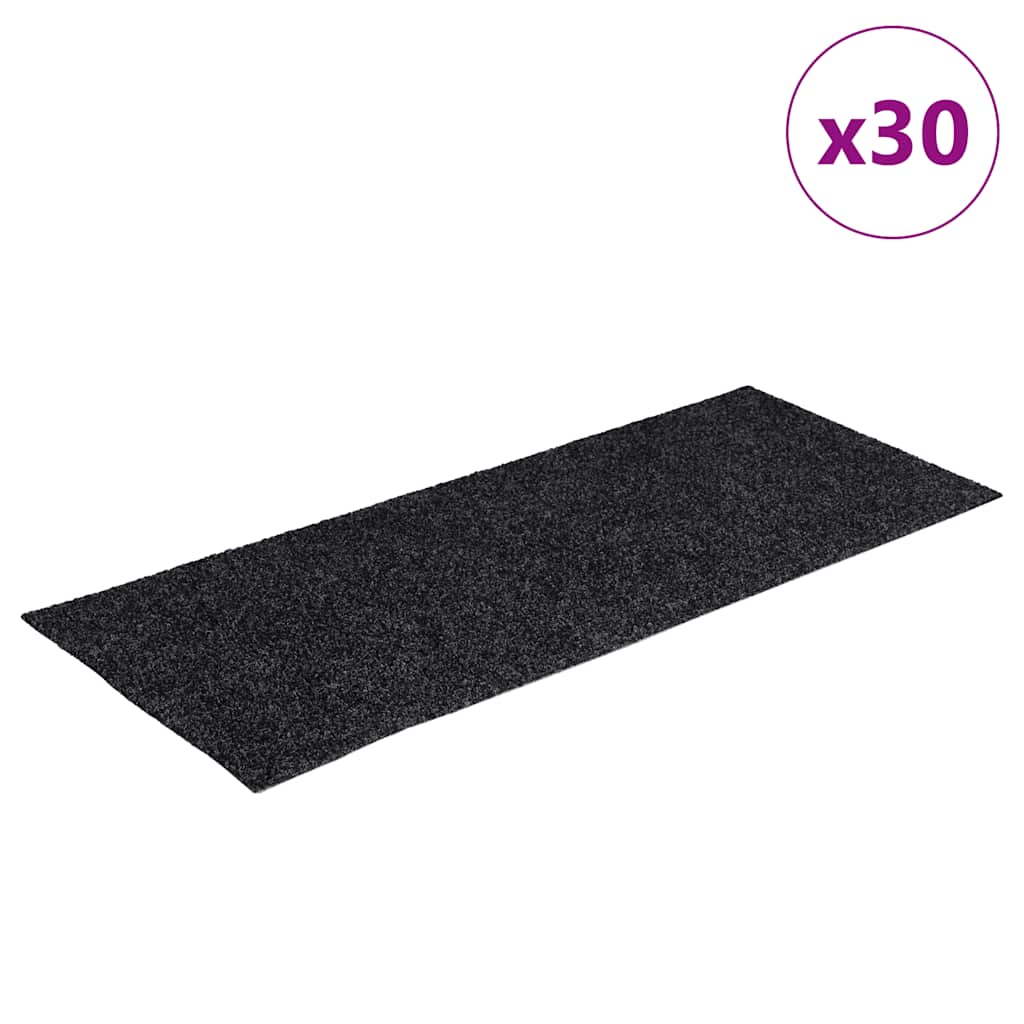 vidaXL Maty na schody samoprzylepne 30 szt. 60x25 cm ciemnoszare prostokątne