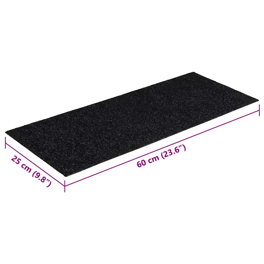 vidaXL Maty na schody samoprzylepne 30 szt. 60x25 cm czarne prostokątne