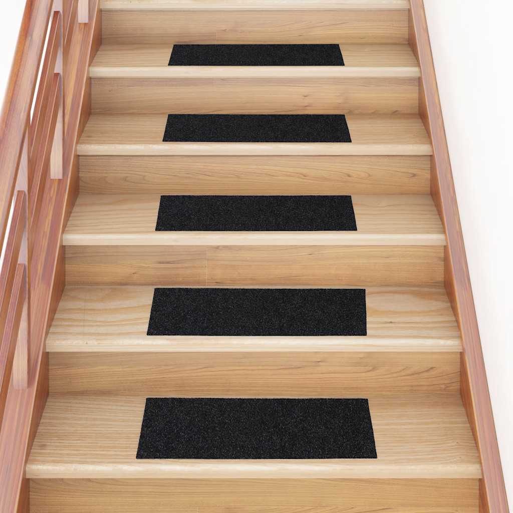 vidaXL Maty na schody samoprzylepne 30 szt. 60x25 cm czarne prostokątne
