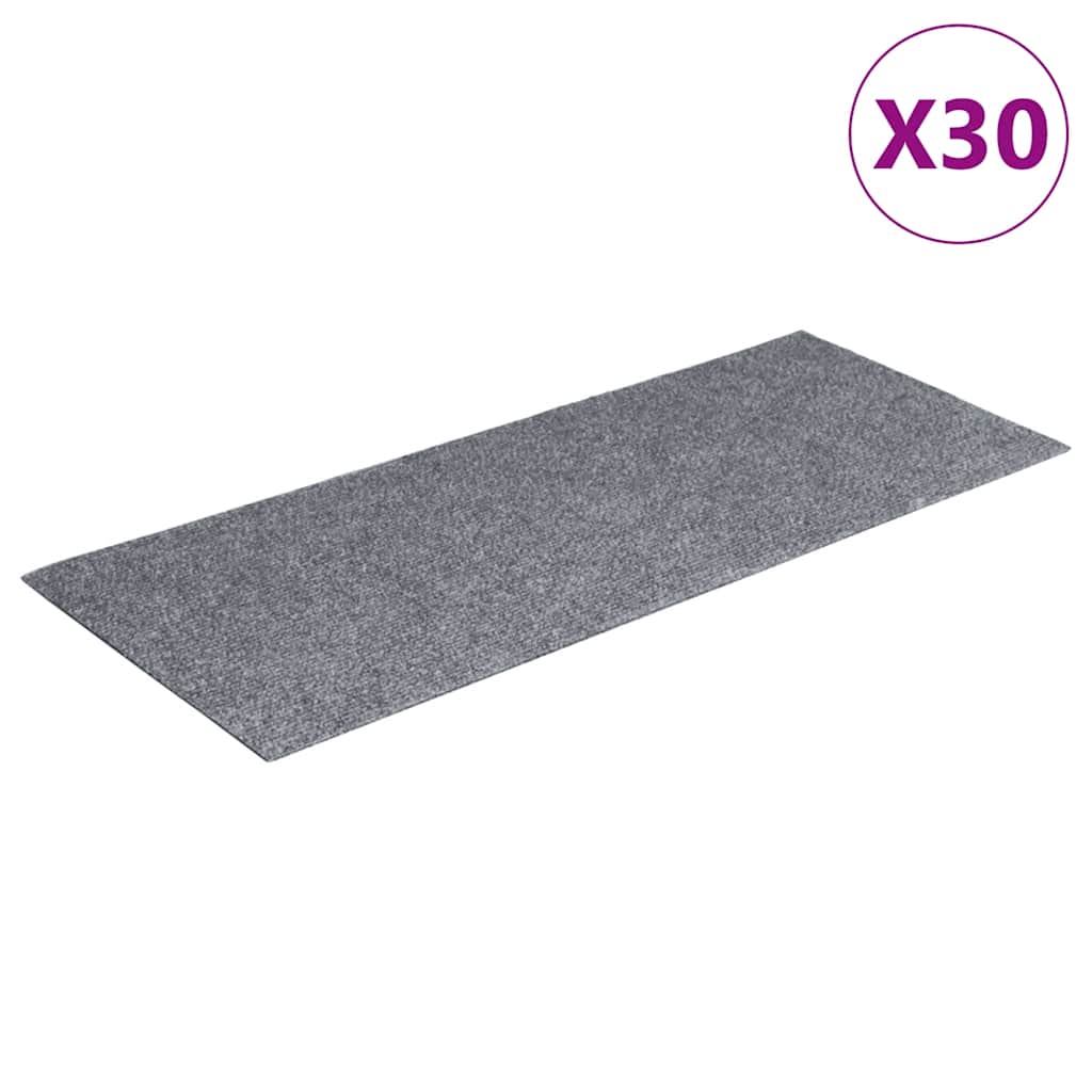 vidaXL Maty na schody samoprzylepne 30 szt. 60x25 cm Jasnoszary prostokątny