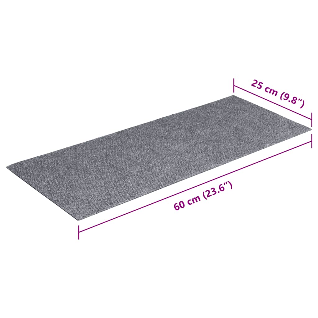 vidaXL Maty na schody samoprzylepne 30 szt. 60x25 cm Jasnoszary prostokątny