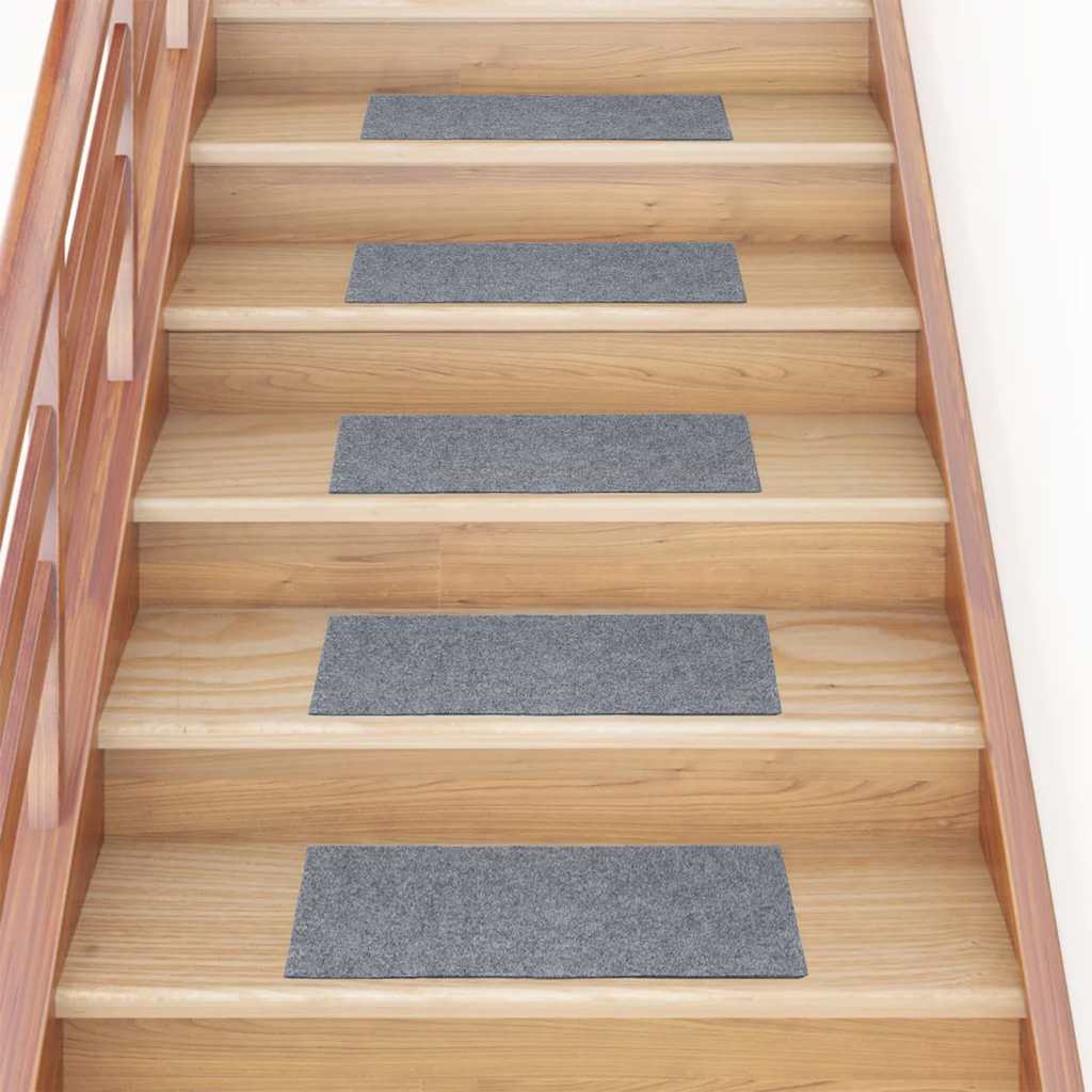 vidaXL Maty na schody samoprzylepne 30 szt. 60x25 cm Jasnoszary prostokątny