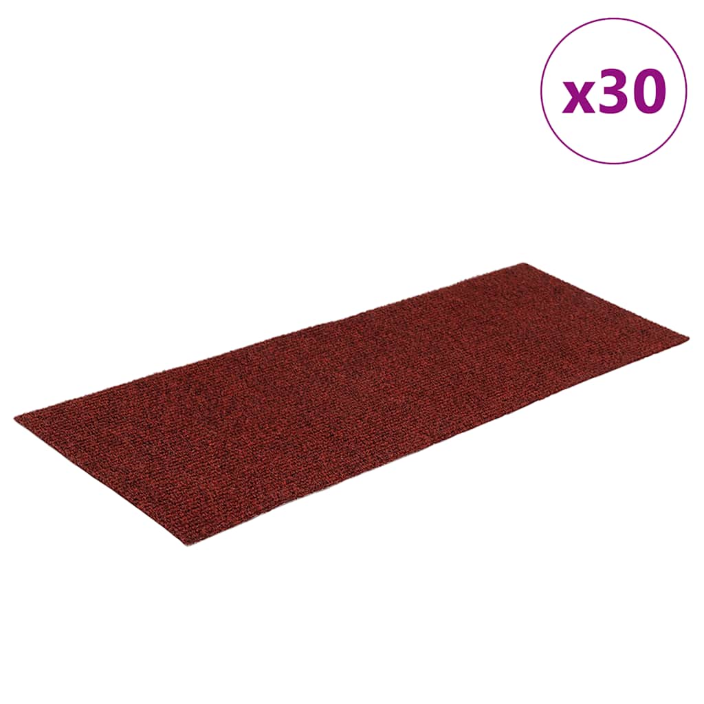 vidaXL Maty na schody samoprzylepne 30 szt. 60x25 cm Bordowo-czerwone prostokątne