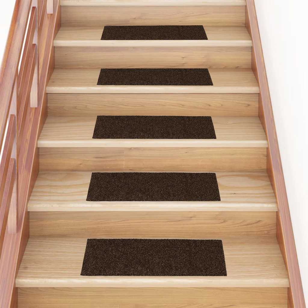 vidaXL Maty na schody samoprzylepne 30 szt. 60x25 cm Brązowe prostokątne