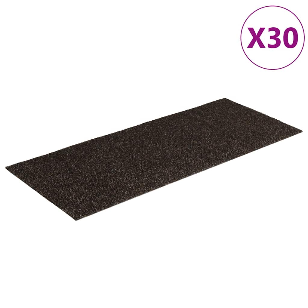 vidaXL Maty na schody samoprzylepne 30 szt. 60x25 cm Ciemnobrązowe prostokątne