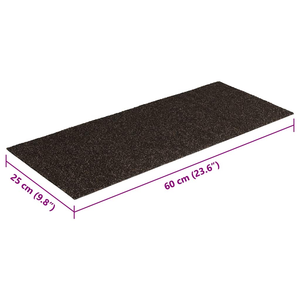 vidaXL Maty na schody samoprzylepne 30 szt. 60x25 cm Ciemnobrązowe prostokątne