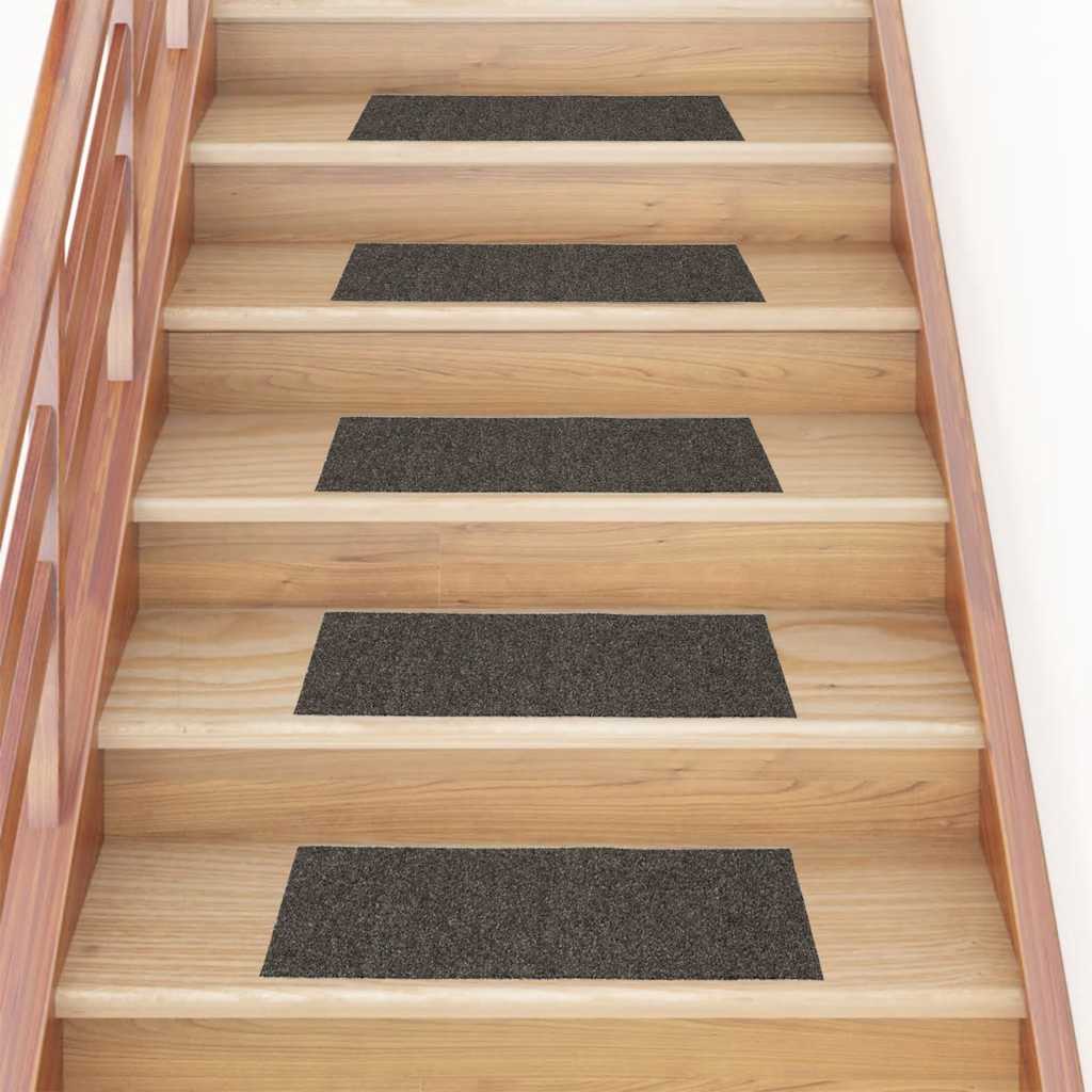 vidaXL Maty na schody samoprzylepne 30 szt. 60x25 cm Antracytowe prostokątne