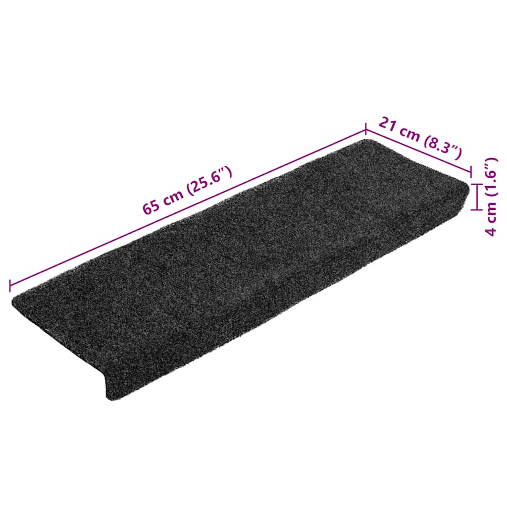vidaXL Maty na schody samoprzylepne 20 szt. 65x21x4 cm ciemnoszare, prostokątne krawędzie
