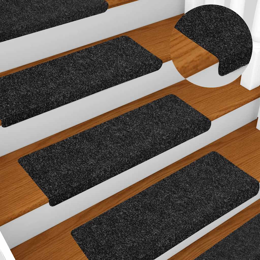 vidaXL Maty na schody samoprzylepne 20 szt. 65x21x4 cm, czarne, prostokątne, z krawędzią