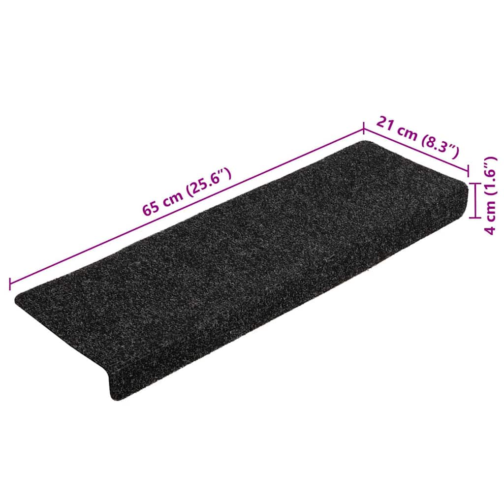 vidaXL Maty na schody samoprzylepne 20 szt. 65x21x4 cm, czarne, prostokątne, z krawędzią