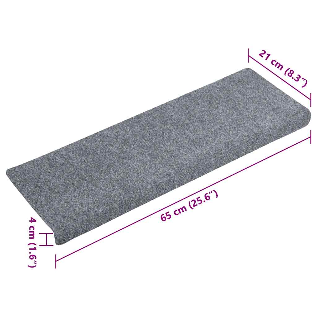 vidaXL Maty na schody samoprzylepne 20 szt. 65x21x4 cm Jasnoszary prostokątny brzeg