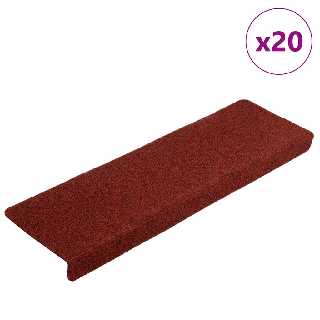 vidaXL Maty na schody samoprzylepne 20 szt. 65x21x4 cm Bordowe, prostokątne, czerwone