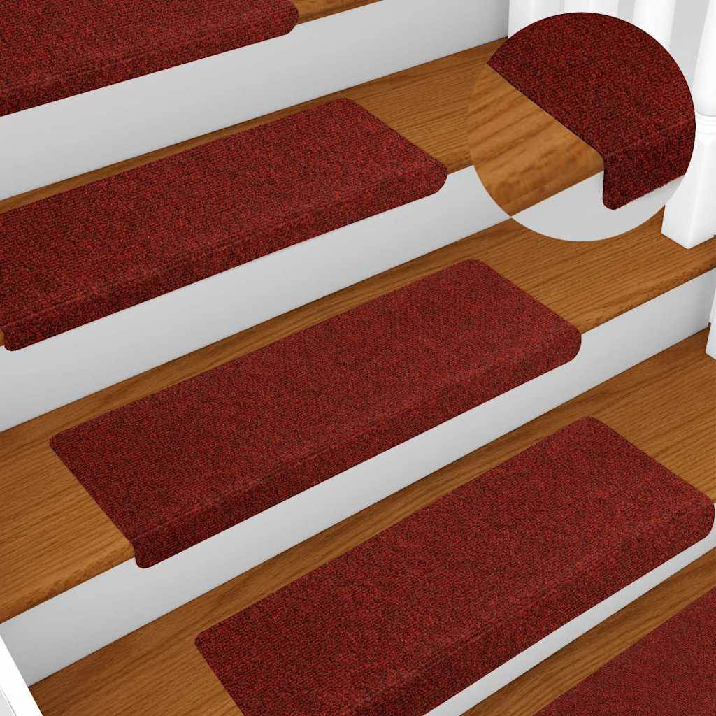 vidaXL Maty na schody samoprzylepne 20 szt. 65x21x4 cm Bordowe, prostokątne, czerwone
