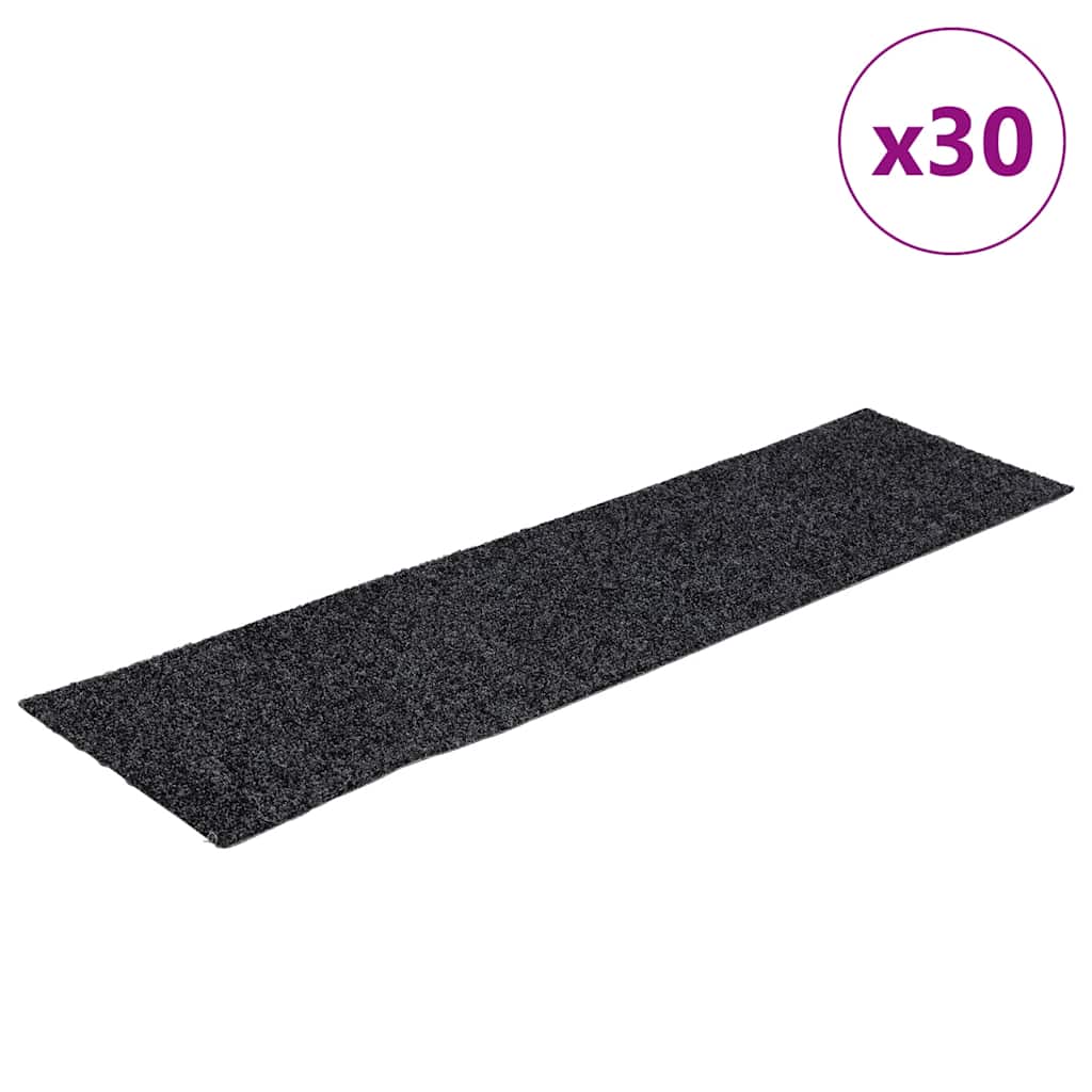 vidaXL Maty na schody samoprzylepne 30 szt. 76x20 cm ciemnoszare prostokątne