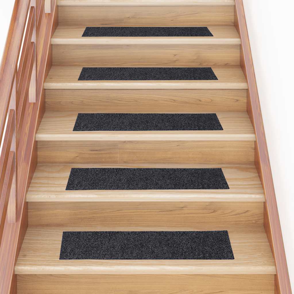 vidaXL Maty na schody samoprzylepne 30 szt. 76x20 cm ciemnoszare prostokątne