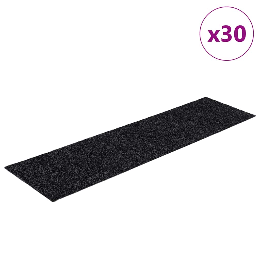 vidaXL Maty na schody samoprzylepne 30 szt. 76x20 cm czarne prostokątne