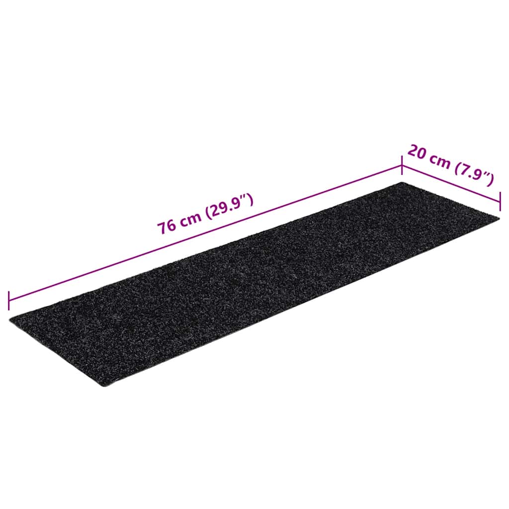 vidaXL Maty na schody samoprzylepne 30 szt. 76x20 cm czarne prostokątne