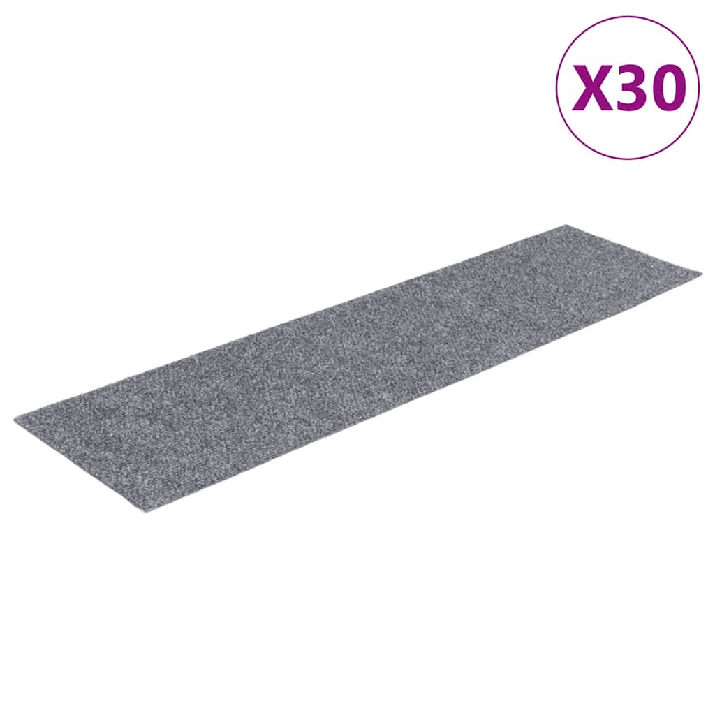 vidaXL Maty na schody samoprzylepne 30 szt. 76x20 cm Jasnoszary prostokątny