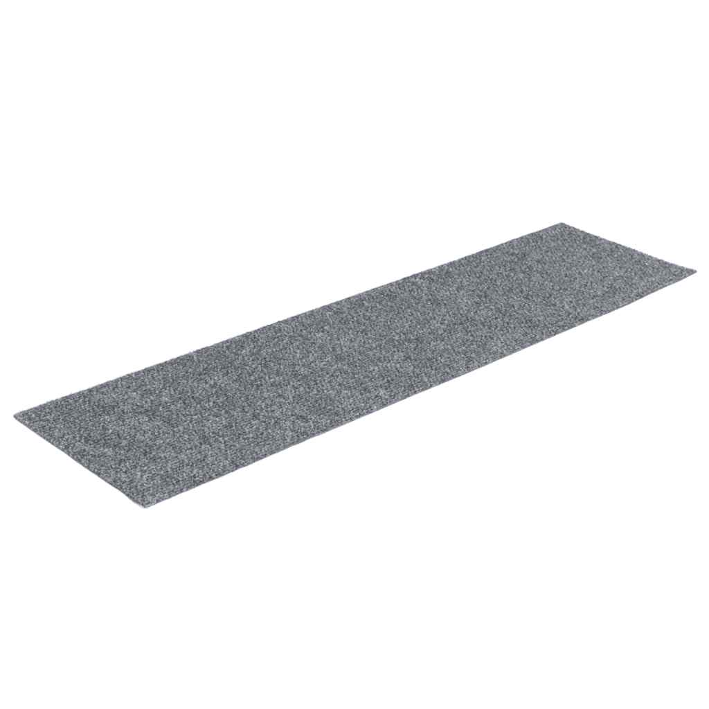 vidaXL Maty na schody samoprzylepne 30 szt. 76x20 cm Jasnoszary prostokątny