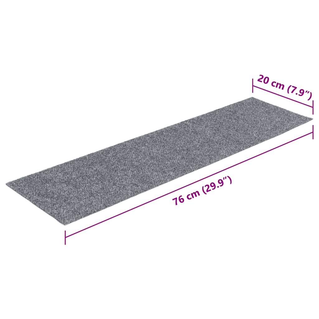vidaXL Maty na schody samoprzylepne 30 szt. 76x20 cm Jasnoszary prostokątny