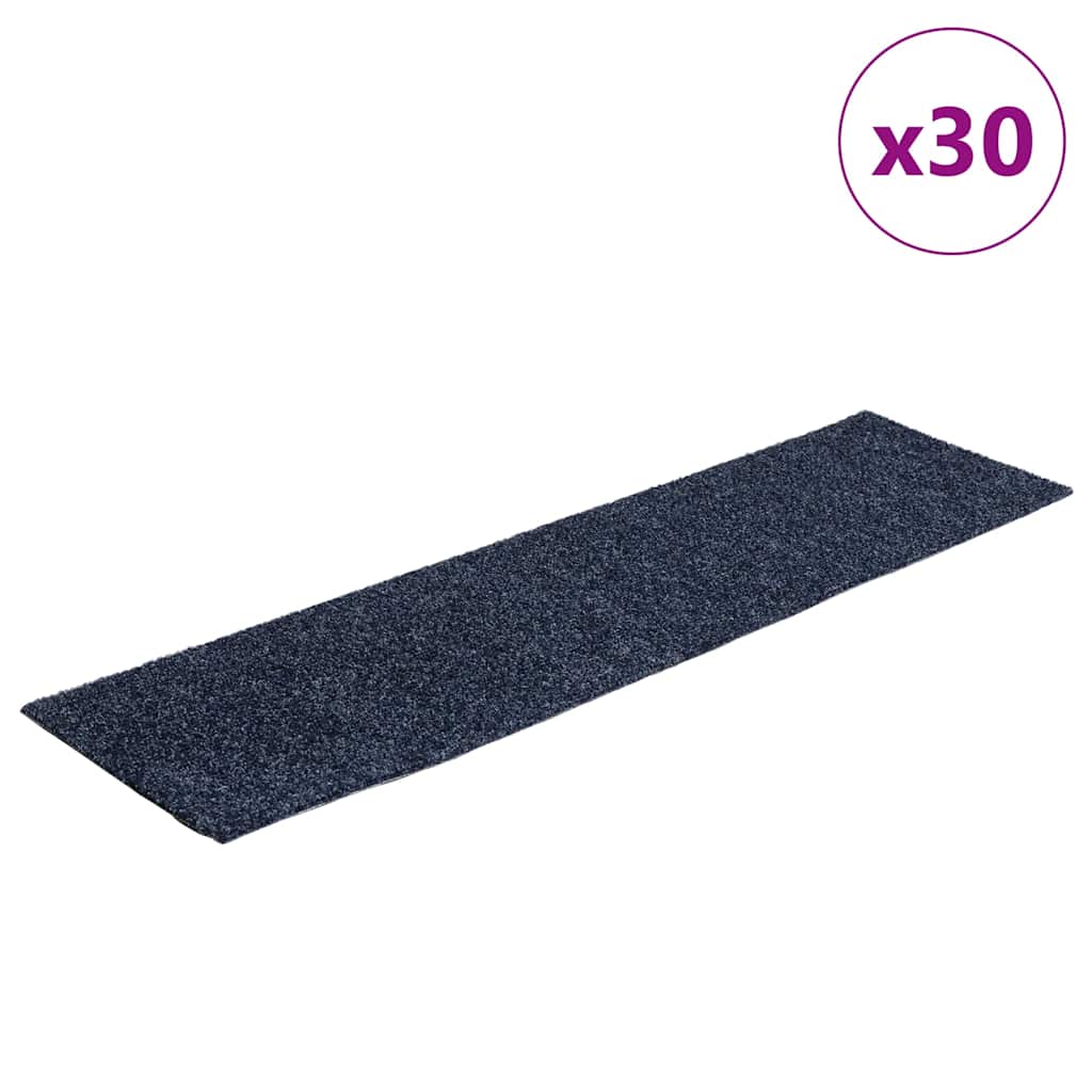 vidaXL Maty na schody samoprzylepne 30 szt. 76x20 cm Szaro-niebieskie prostokątne